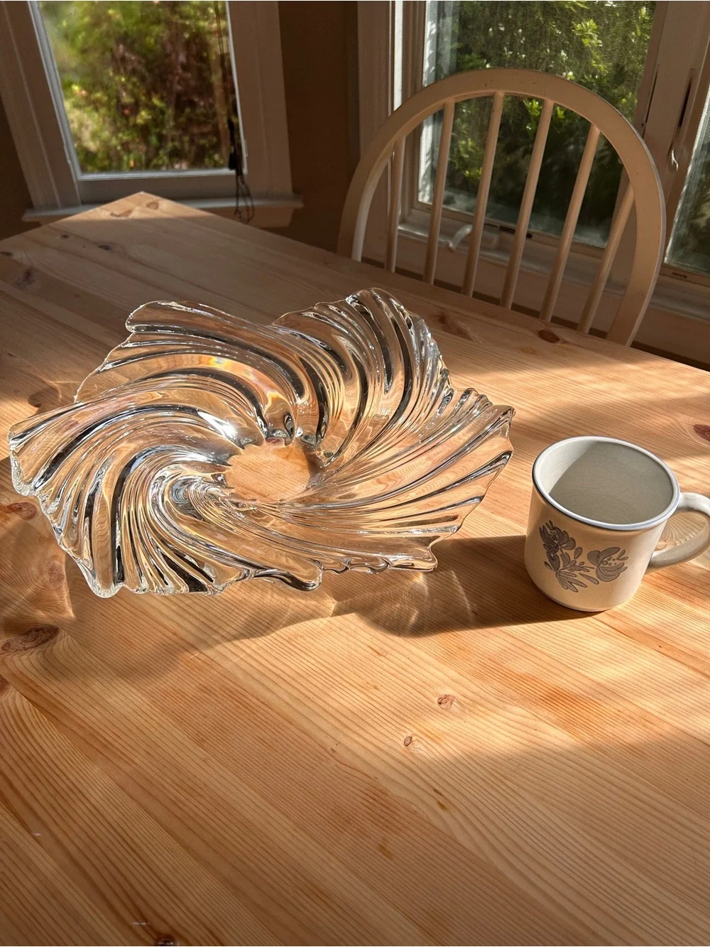 Vintage Mikasa “Belle Epoque” Swirl Crystal Bowl, 15”